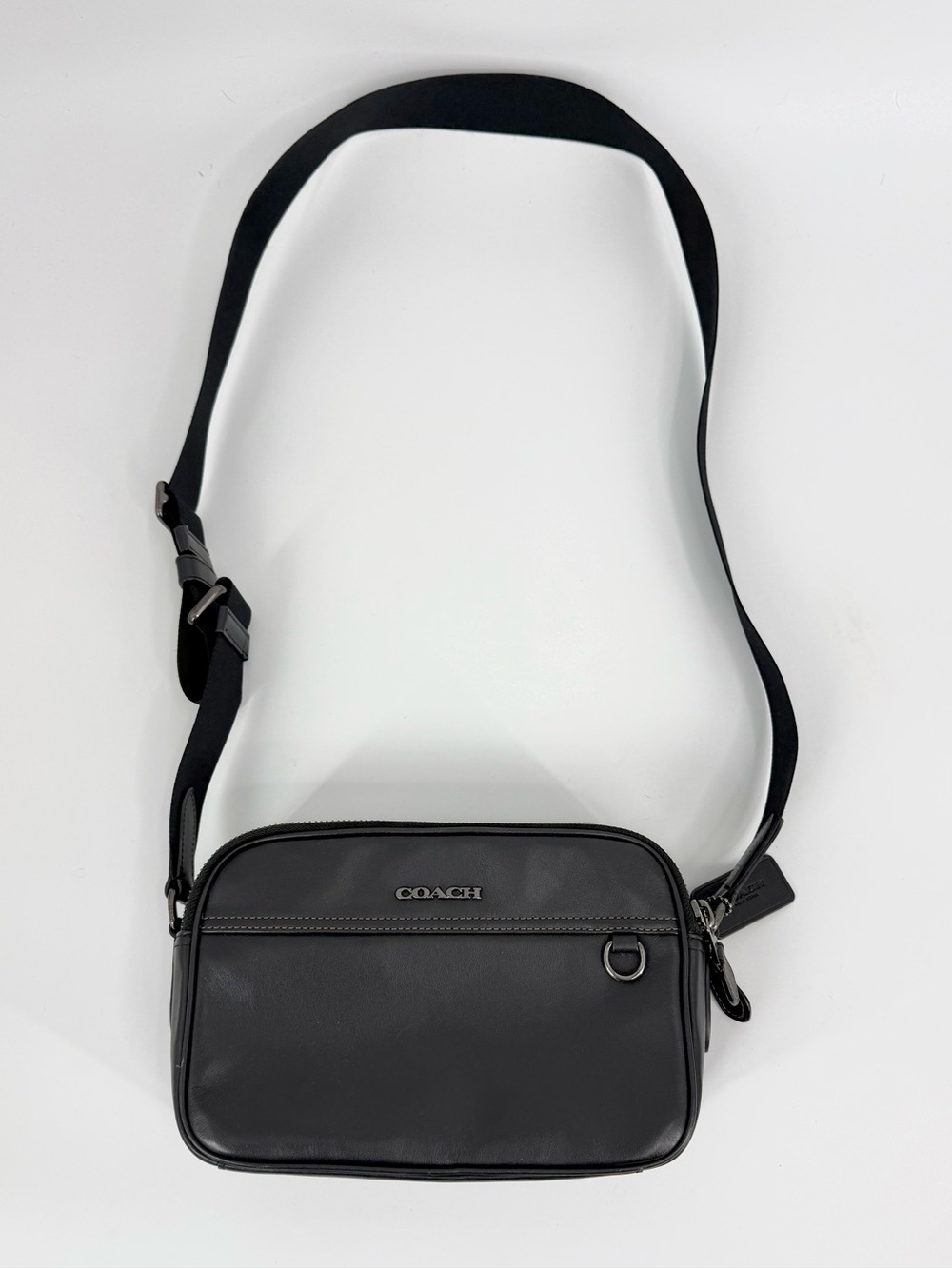 Coach Graham Smooth Leather Minimalist Crossbody Shoulder Purse Bag, Black C4148 - Picture 3 of 11